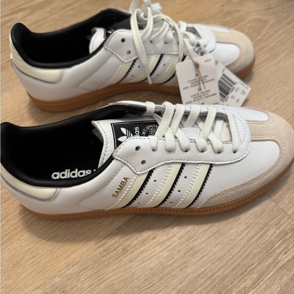 Adidas Samba White and Black Leather Shoes